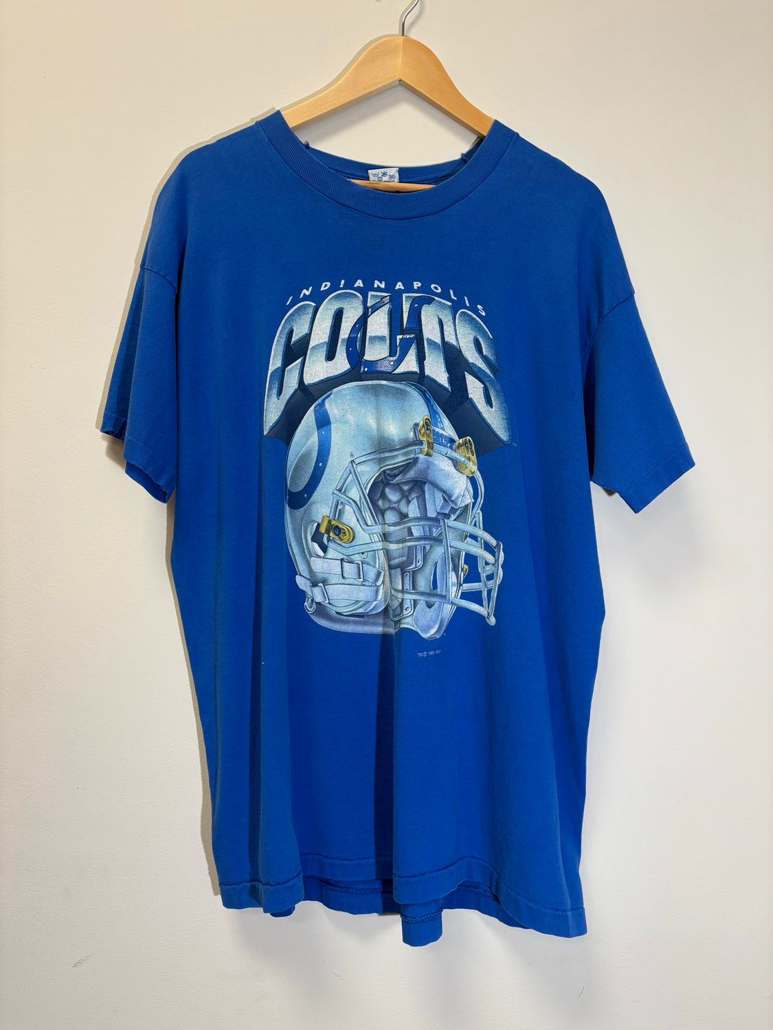 Indianapolis Colts Salem Helmet Tee Blue Size XL VINTAGE