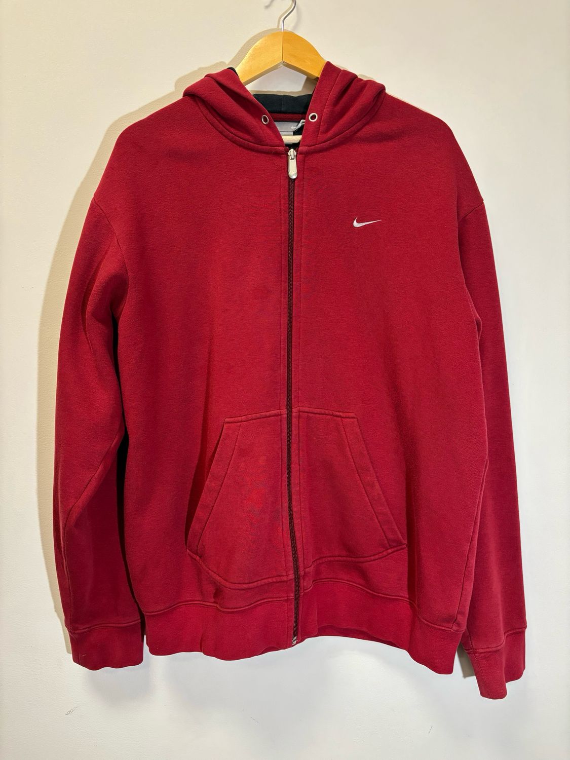 Nike Zip Up Red Grey Tag Size Large VINTAGE