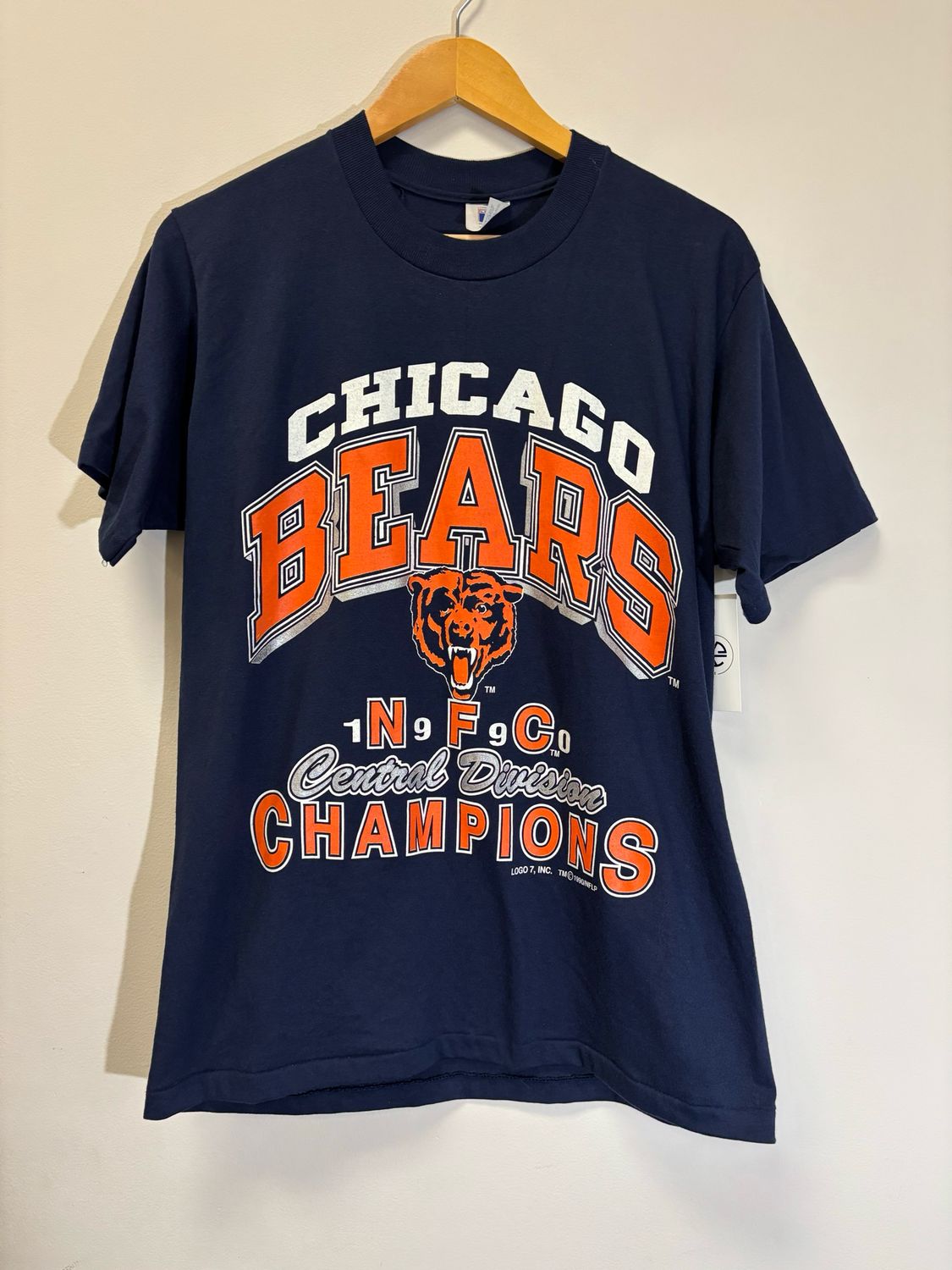 Chicago Bears NFC Champs 1990 Tee Blue Size Large VINTAGE