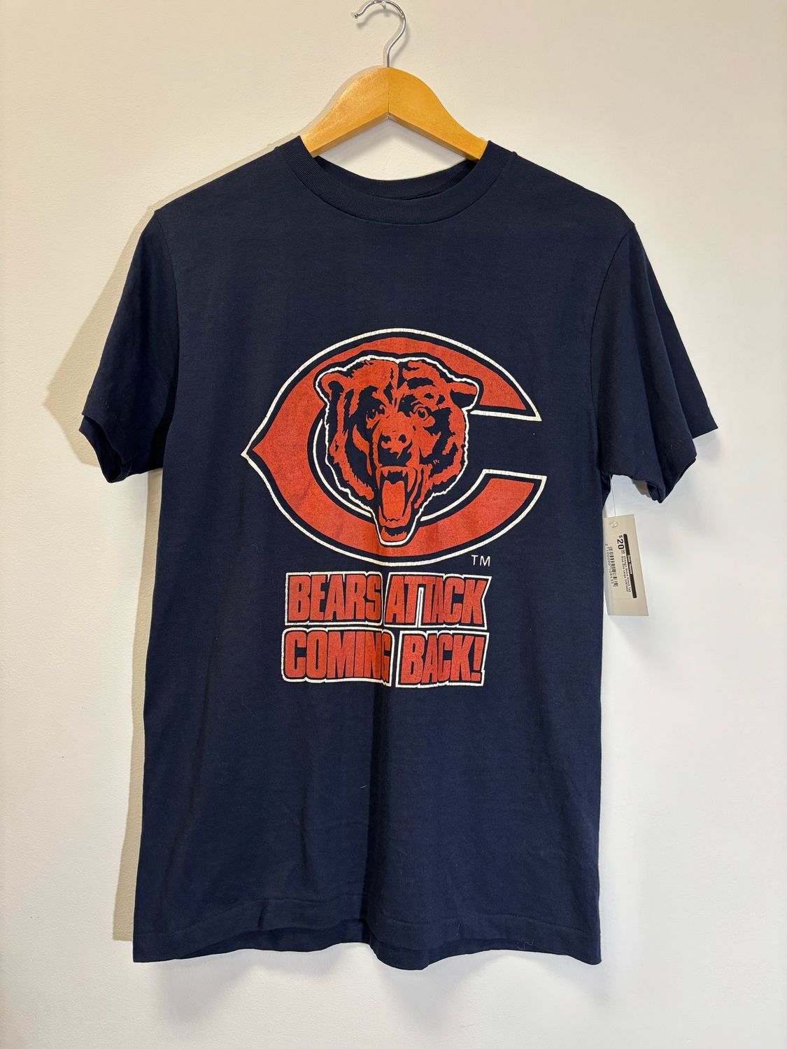 Chicago Bears Attack Tee Blue Size Large VINTAGE