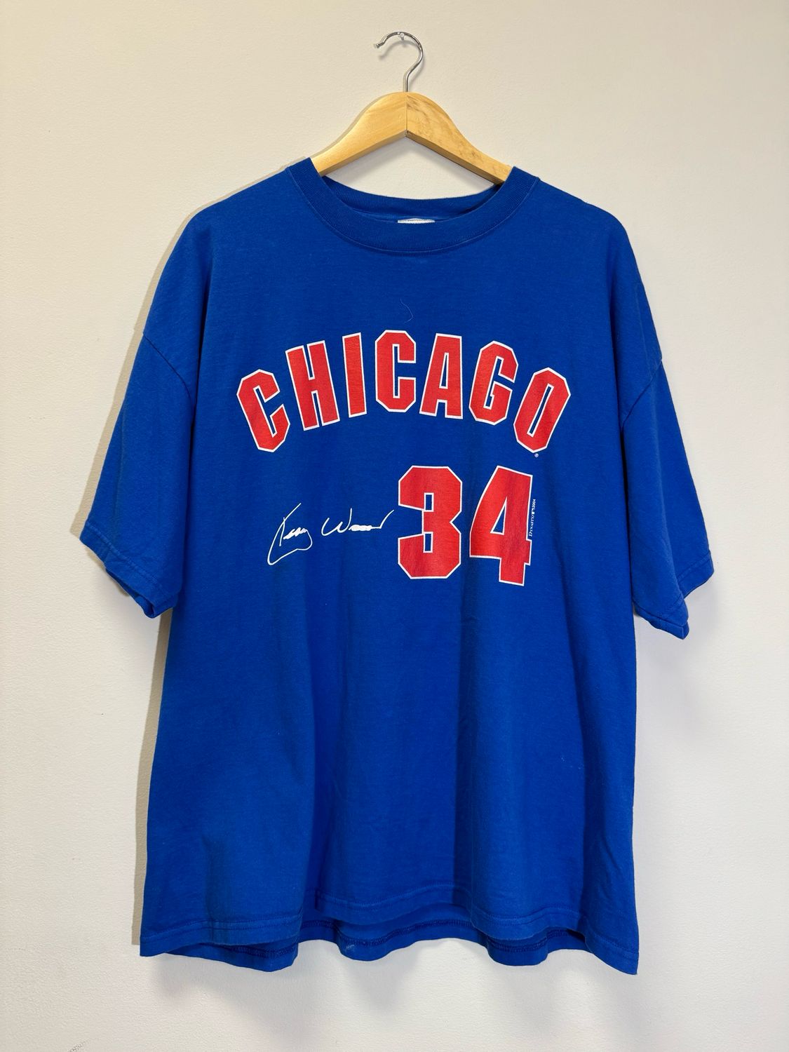 Chicago Cubs Wood Shirt Blue Size XL VINTAGE