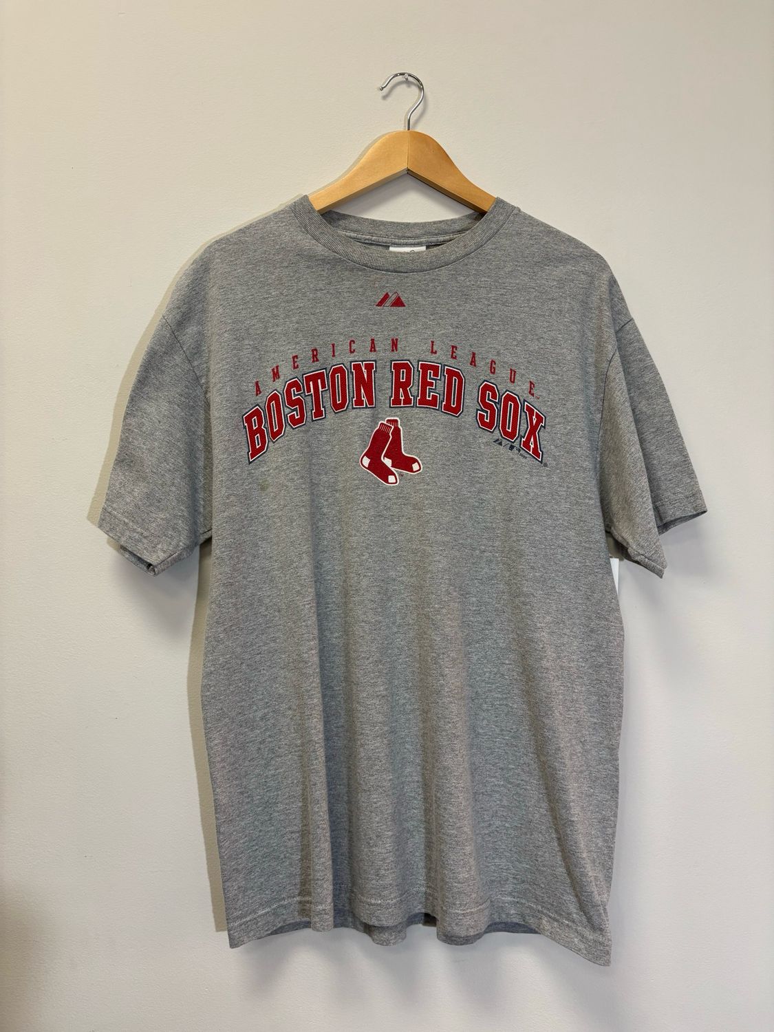 Boston Red Sox American League Tee Grey Size Large VINTAGE
