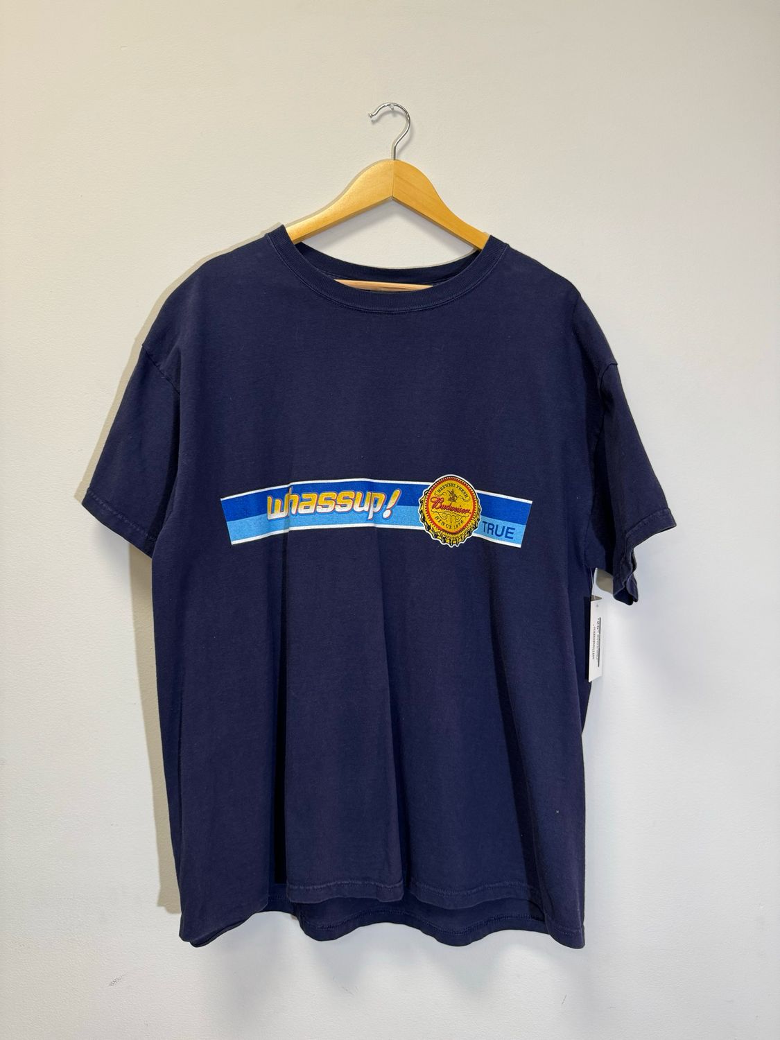 Whassup Budweiser Tee Navy Size XL VINTAGE