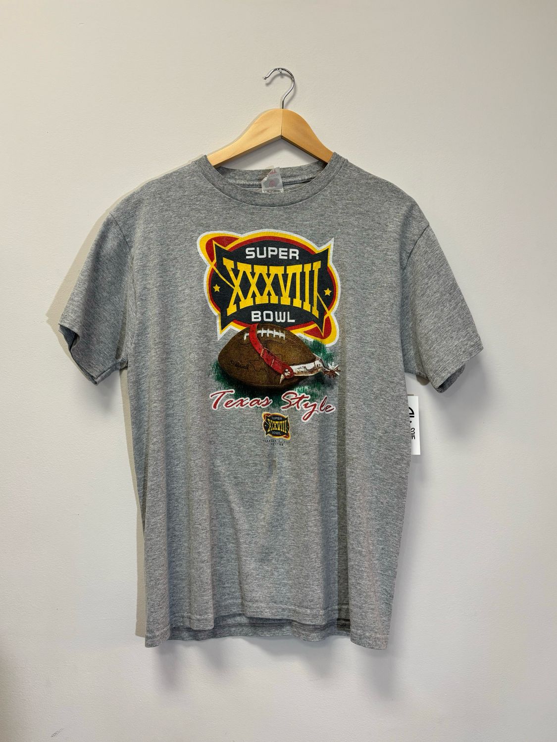 Super Bowl Texas Style Tee Grey Size Large VINTAGE