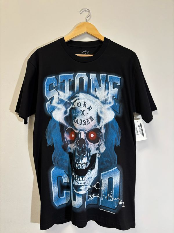 Born x Raised Stone Cold Skull Tee Size Large Pre-Owned