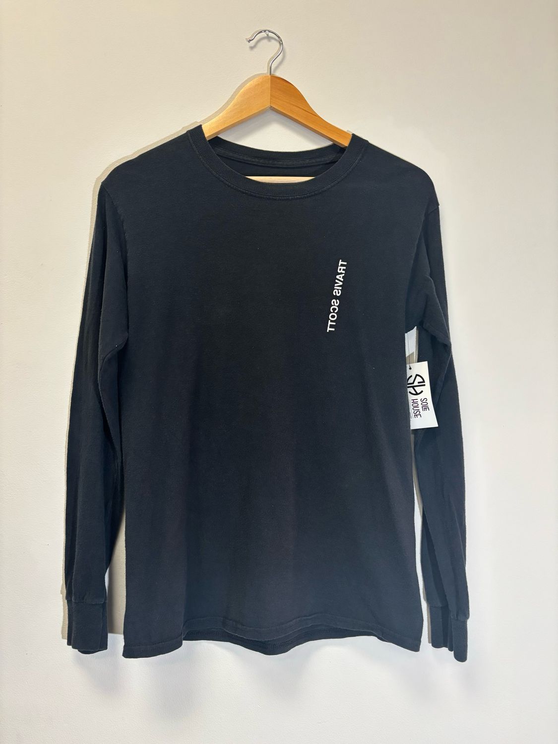 Travis Scott Black White Tee Long Sleeve Size Small Pre-Owned