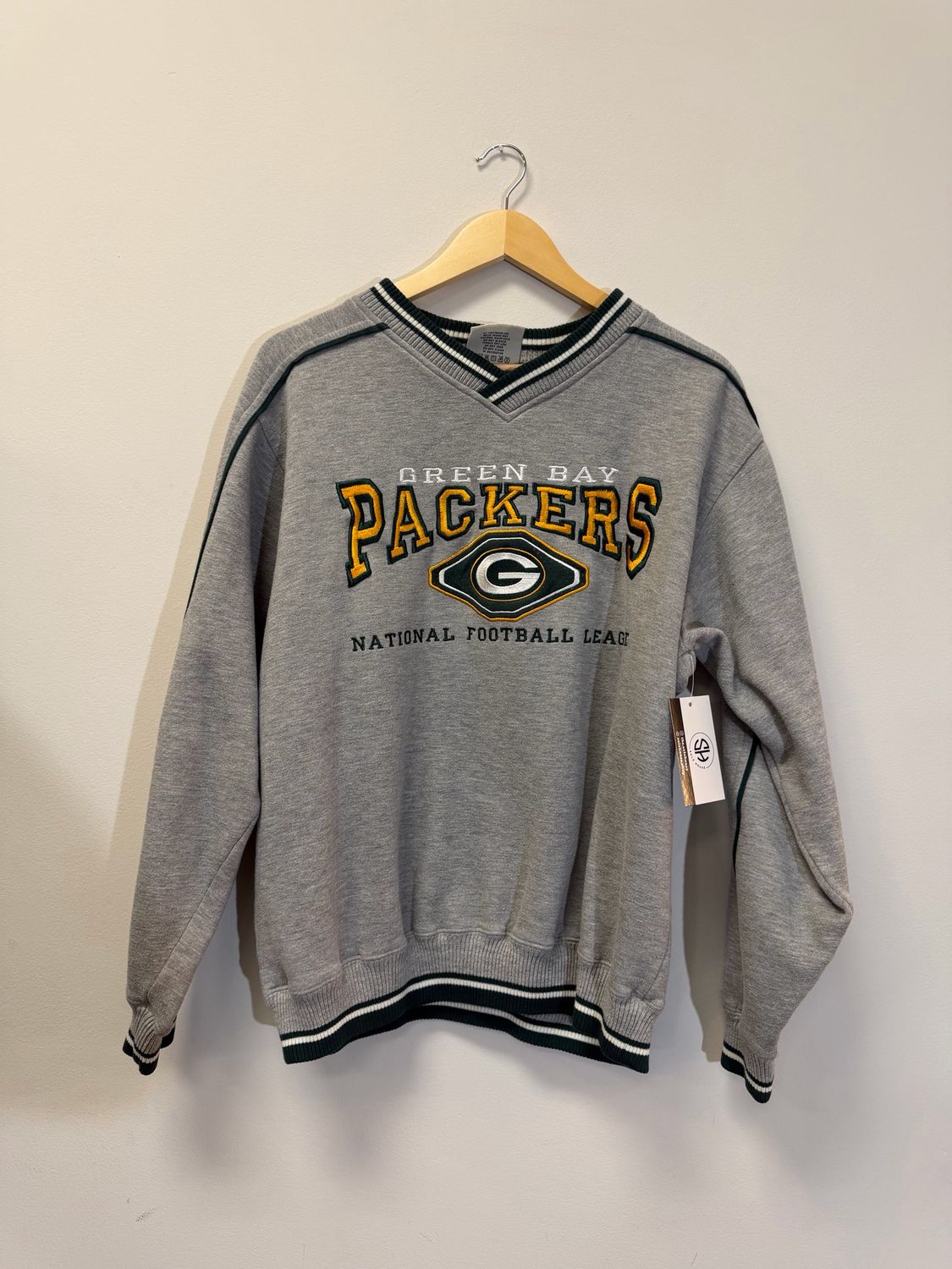 Green Bay Packers Crewneck Jersey Grey Size Medium VINTAGE