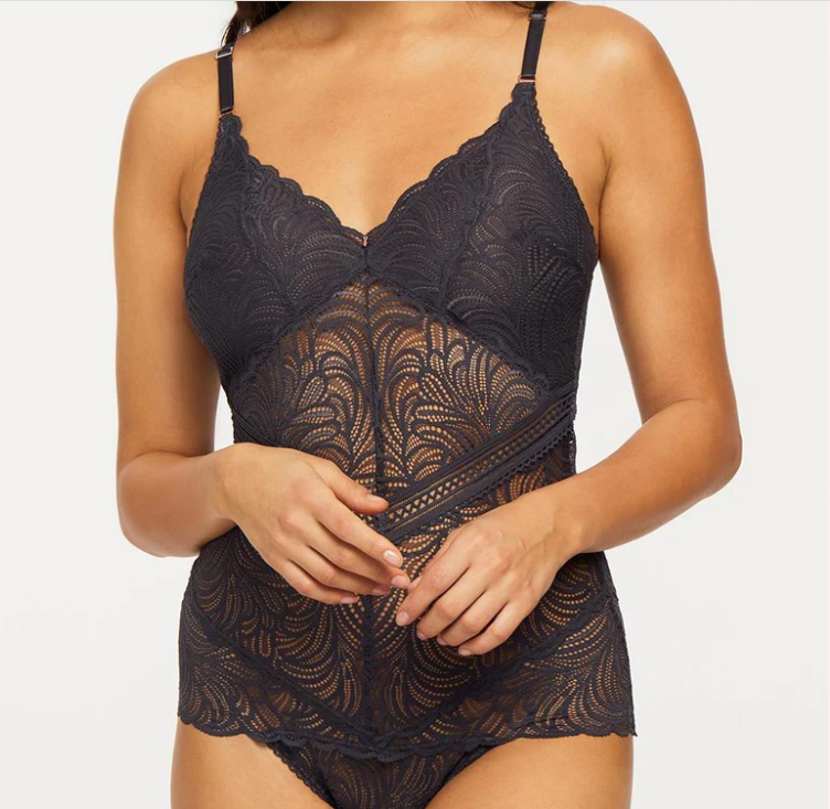 9458 Lacey Bodysuit, Size: S, Colour: Shadow