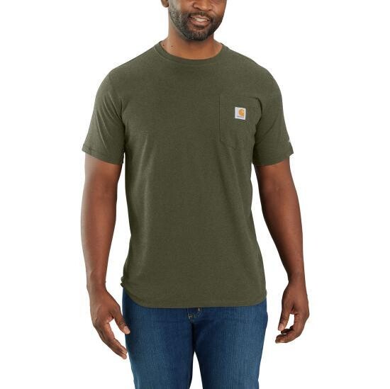 TK4616-M Force Relaxed Fit Midweight Short-Sleeve Pocket T-Shirt, Colour: Basil Heather, Size: S
