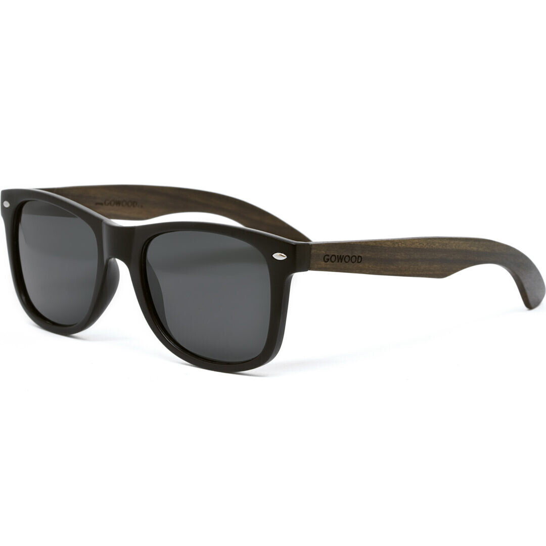 Wood Sunglasses with Black Polarized Lenses, Colour: Ebony