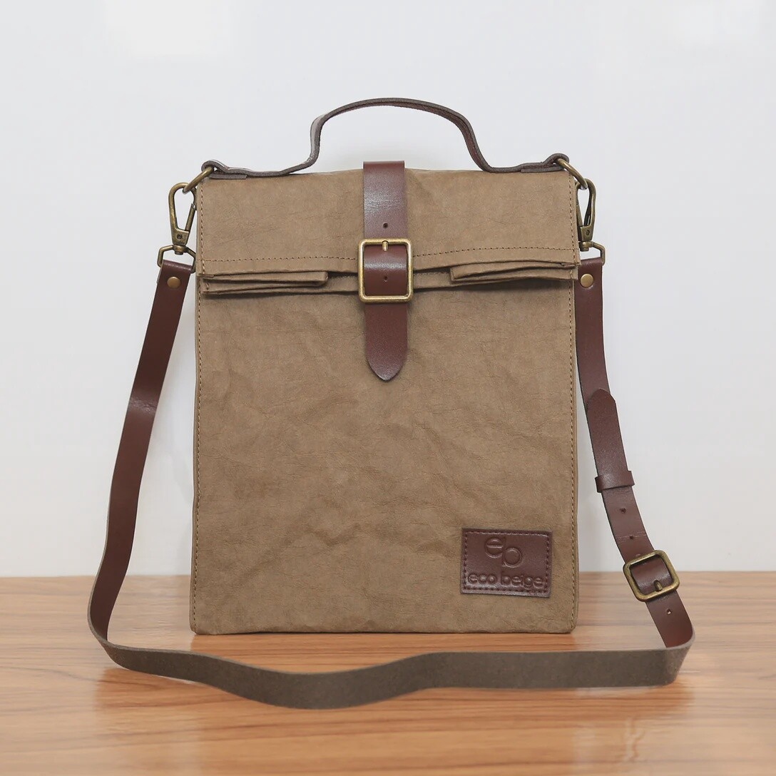 Paper Leather Retro Messenger Lunch bag