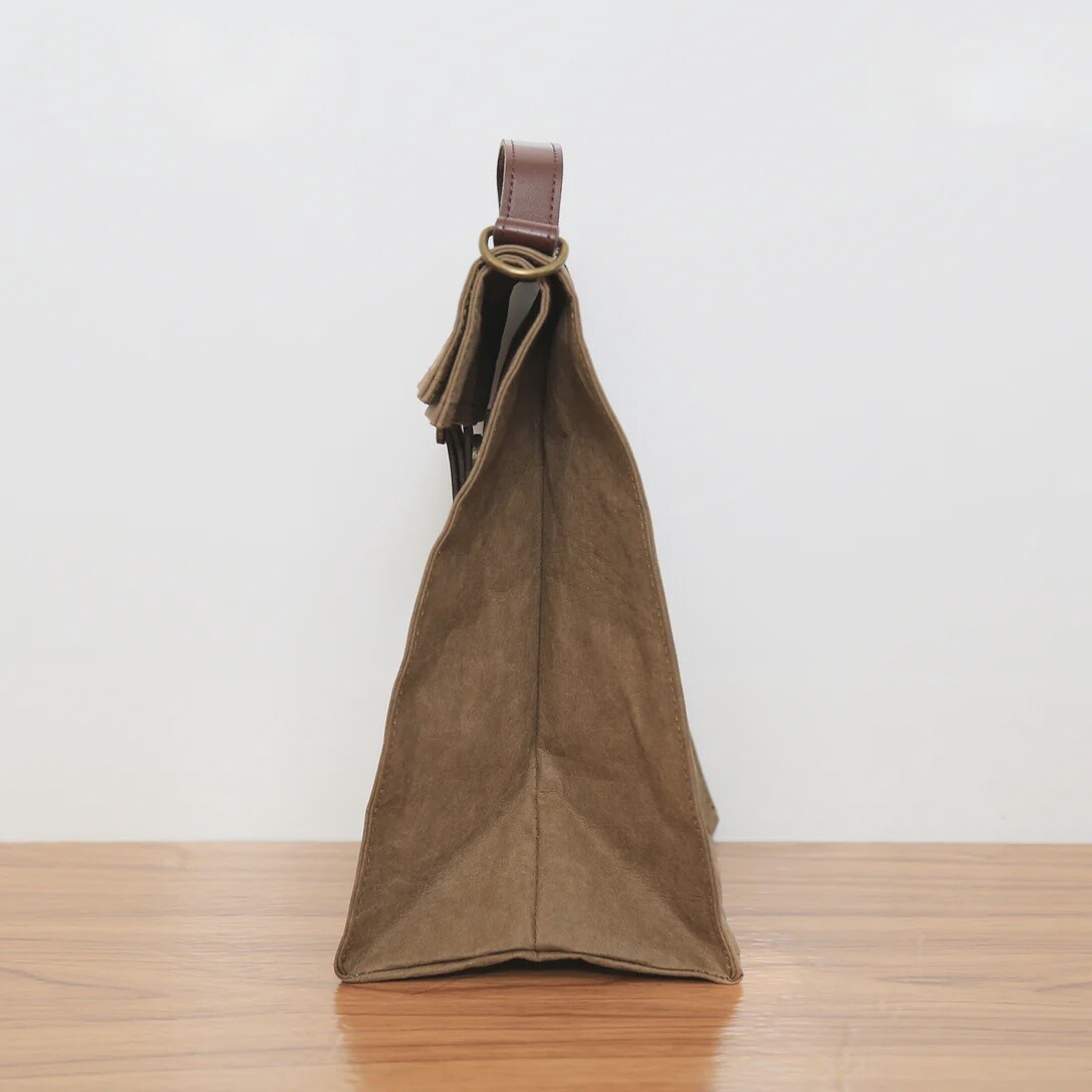 Paper Leather Retro Messenger Lunch bag