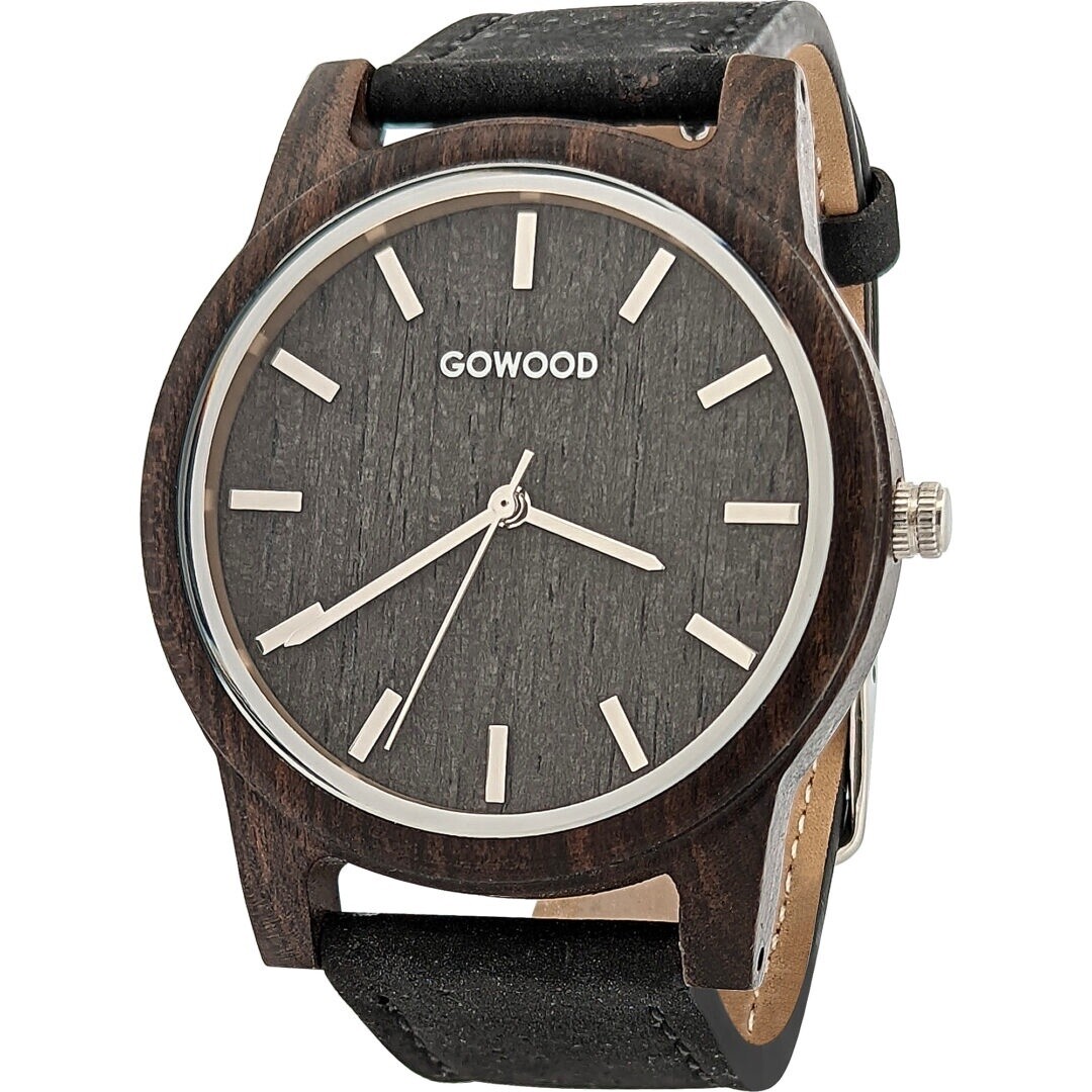 Black Sandalwood Watch with Black Cork Wristband