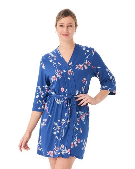 8417 Size Small Navy Print Robe