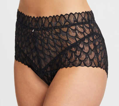 9309 Lacy High Waist Brief, Colour: Black, Size: S
