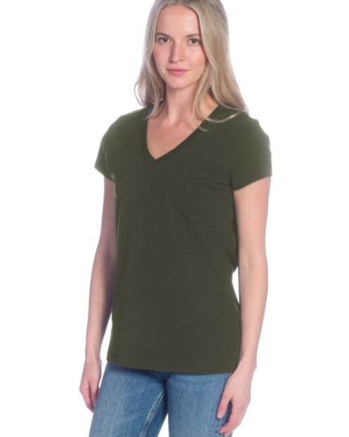 V Neck S/S Cotton T-Shirt