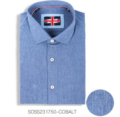 SOSS231750 Microfiber Sport Dress Shirt, Size: S, Colour: 425-Cobalt