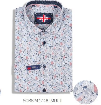 SOSS241748 Multi Leaf Cotton Stretch Dress Shirt