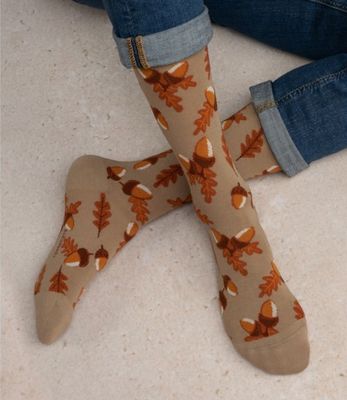 7054 Men's Cotton Tassel Socks Beige