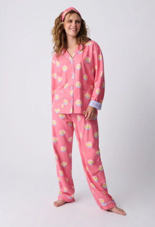 RPFLPJ Hot Pink Keep on Smiling Flannel PJ Set
