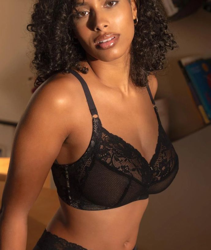 9329 Ayla Wire-Free Bra, Colour: Black/ Sand, Size: 34D