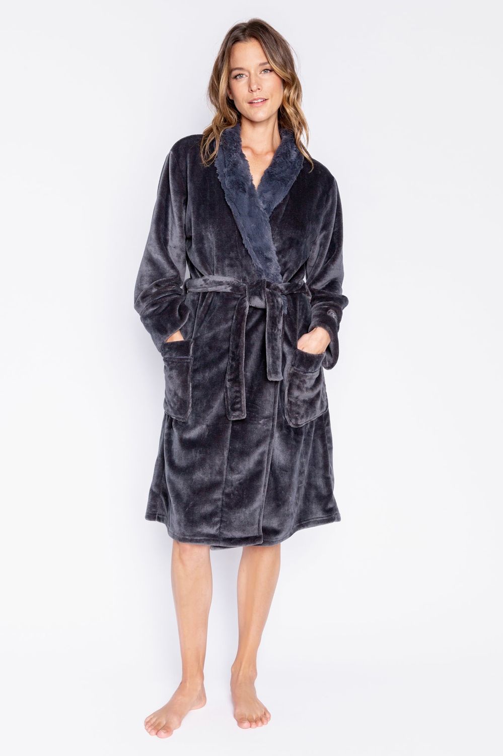 RKLPR Luxe Plush Robe, Colour: Charcoal, Size: S