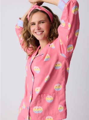 RPFLPJ Hot Pink Keep on Smiling Flannel PJ Set, Size: XS