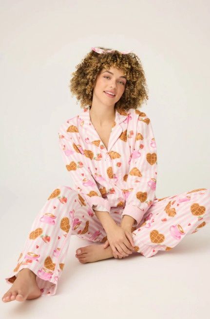 RUFLPJ Brunch Club Breakfast Print Flannel PJ Set