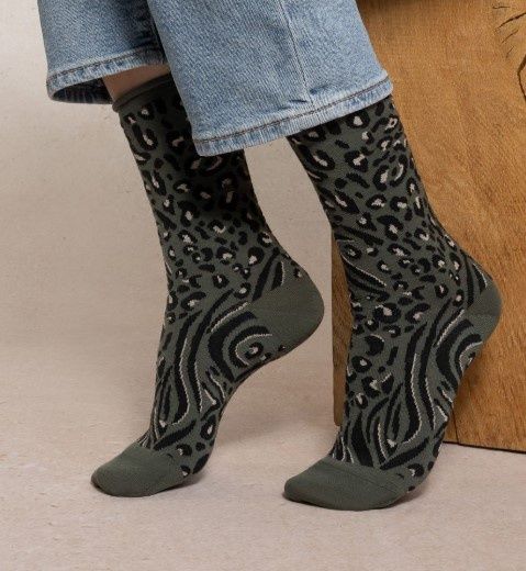 6562 Animal Skin Wool Socks, Colour: Sage (BT6), Size: 5/7