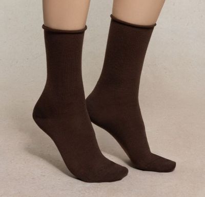 6700 Womens Roll Top Wool Socks Chocolate