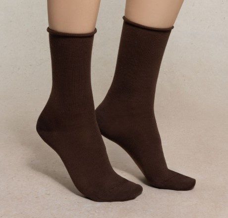 6700 Womens Roll Top Wool Socks Chocolate