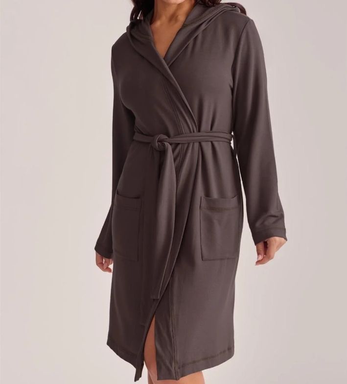6322 Boyfriend Hooded Robe, Colour: Espresso, Size: M/L