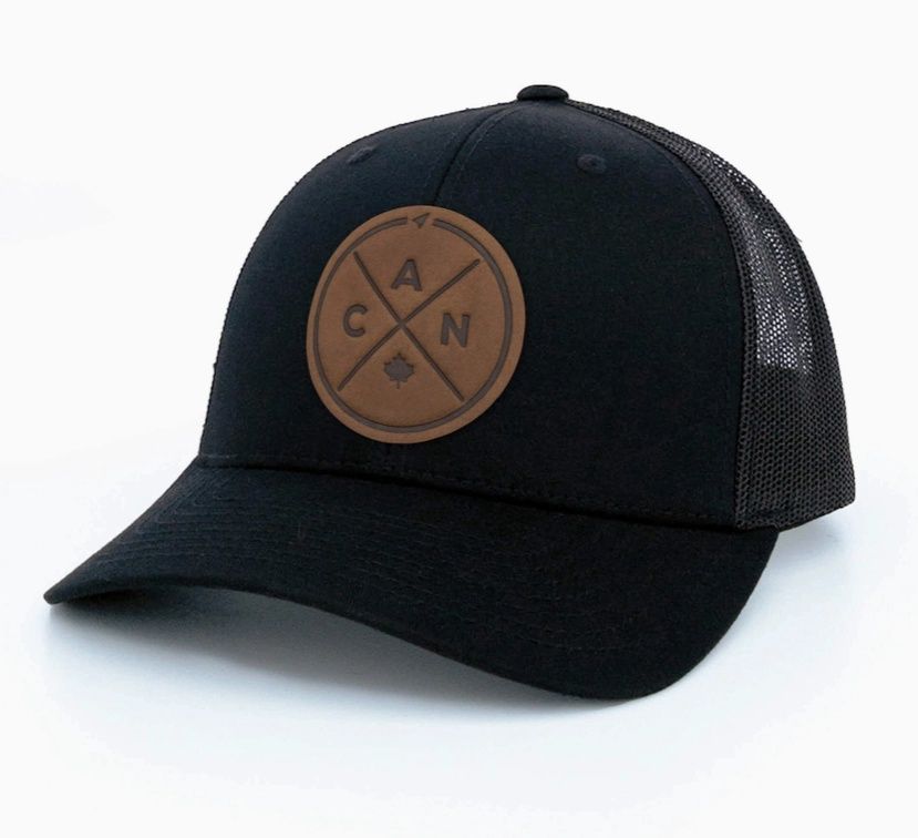 Canada Compass Leather Patch Trucker Hat, Colour: Black