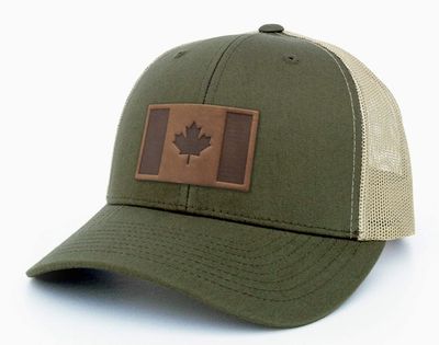 Canada Flag Leather Patch Trucker Hat