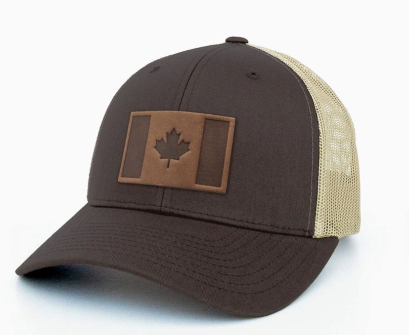 Canada Flag Leather Patch Trucker Hat