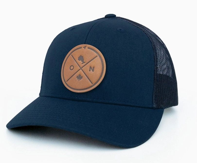Ontario Compass Leather Patch Trucker Hat