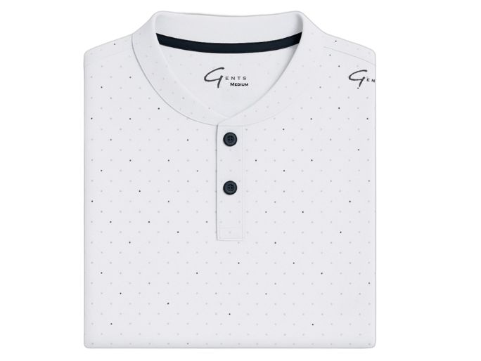 Gents- Short Sleeve Polo White w/ Dots