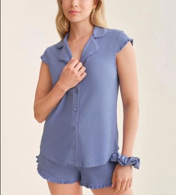 645-Denim Waffle Shortie PJ Set