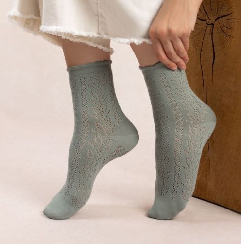 6532 Short Open Work Socks, Colour: Slate, Size: 5/7