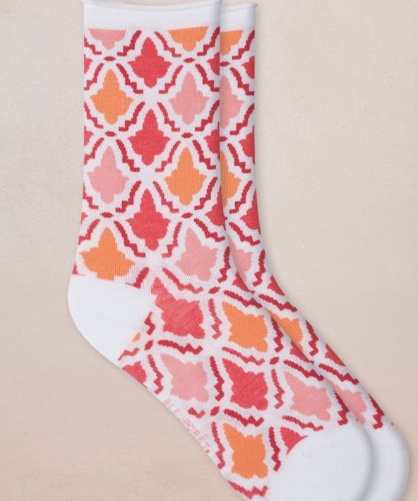6606-white  Mosaic Socks