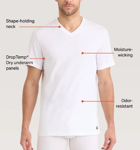 26F182V-WHT Droptemp Dry Undershirt- V Neck