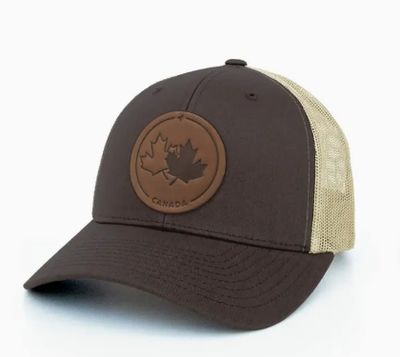 Canada Leather Patch Structured Trucker Hat, Maple Leaves