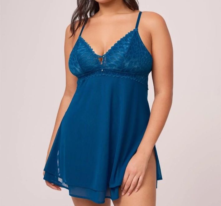 9345- Peacock Lacy Babydoll Set