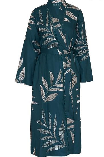 2443 Teal Leaf Dressing Gown, Size XS-XXL: L