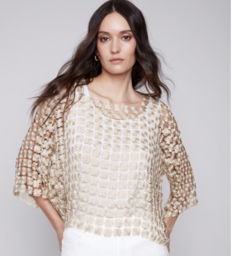 Charlie B- Flower Embro Blouse