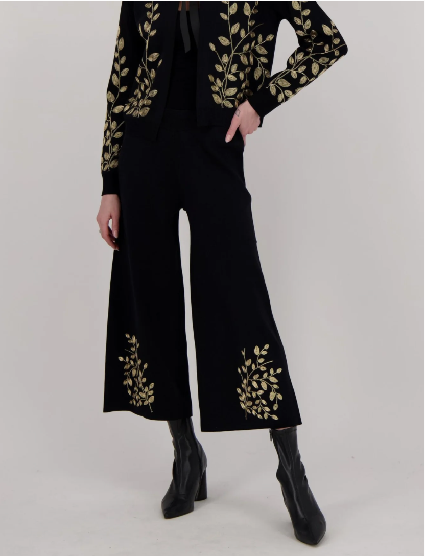 Gold Braided Knit Pant Blk/Gld