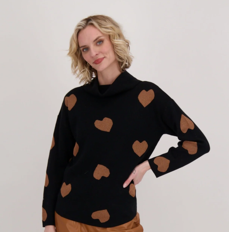 All Over Hearts Sweaters w/ Black Lacing