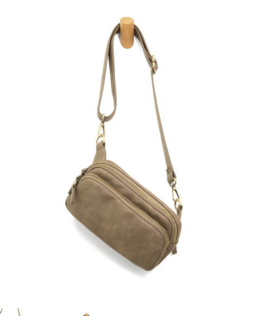 Dark Taupe Kylie Double Zip Sling/ Belt Bag