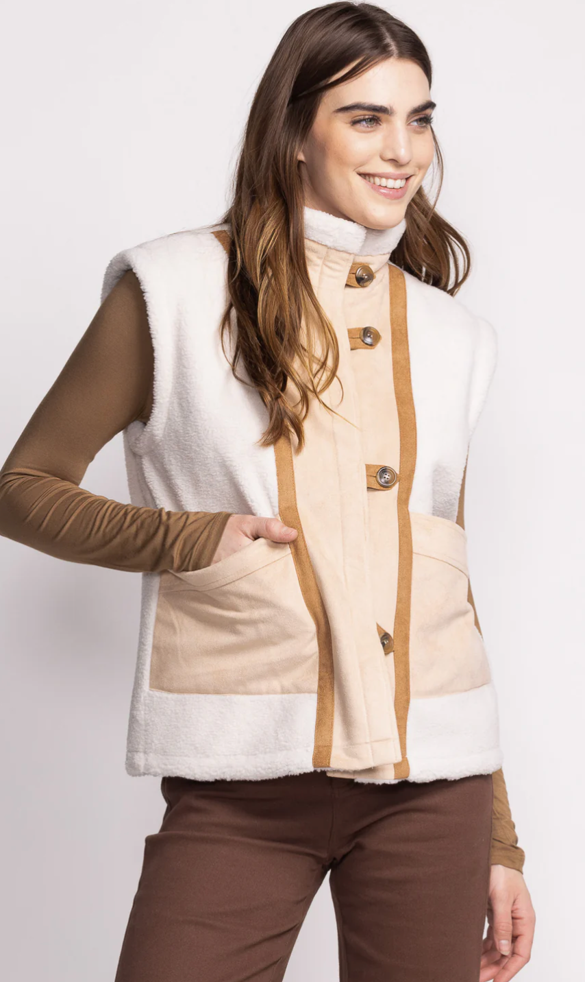 Pink Martini: Ruby Vest Jacket Off White 
