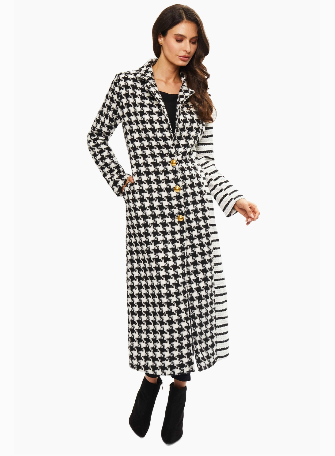 Adore: B/W Long Tweed Coat Duster 